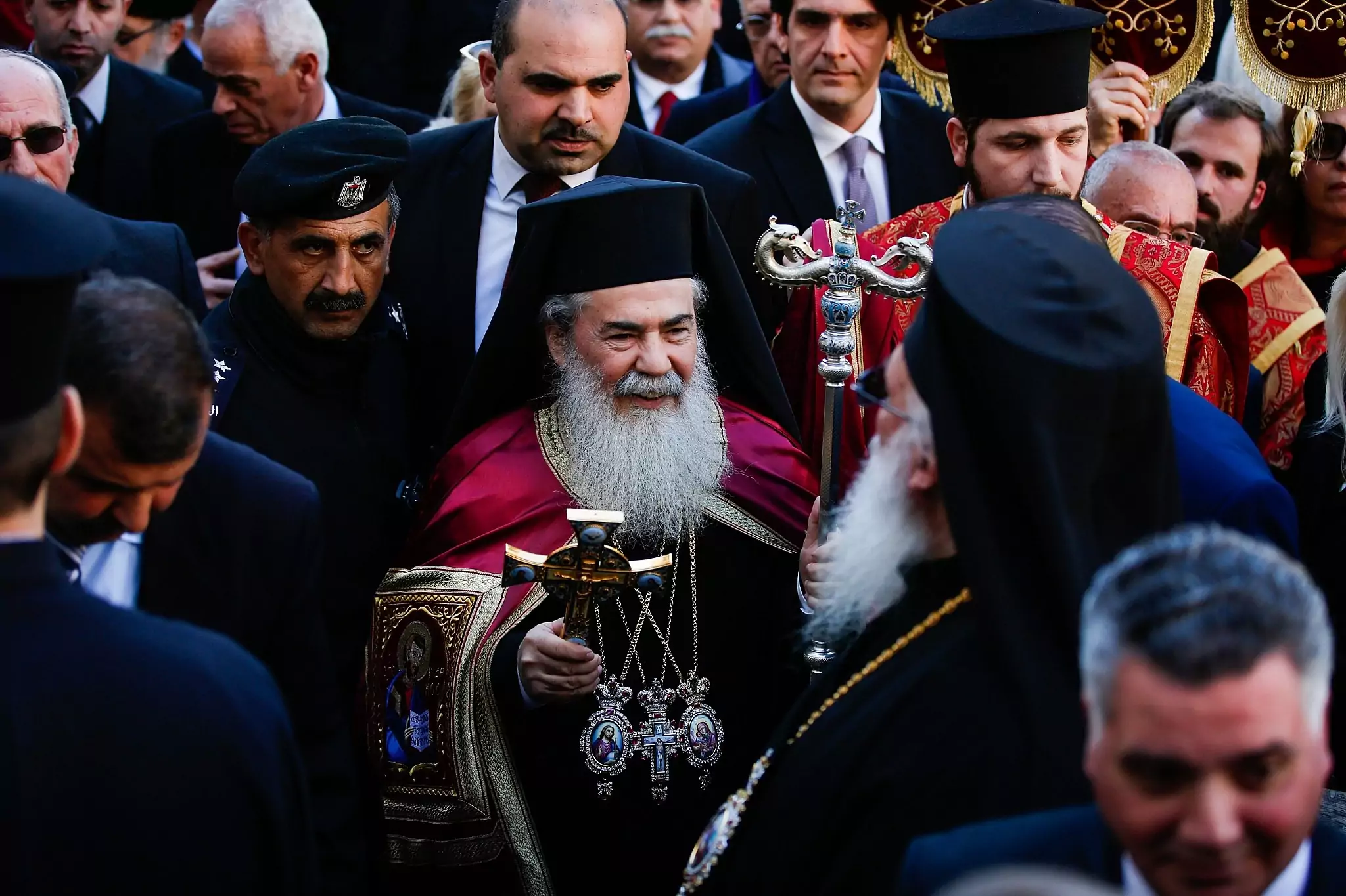 Патријарх јерусалимски Теофил III у Витлејему, 06. јануар 2017. (Фото: Wisam Hashlamoun/Flash90)