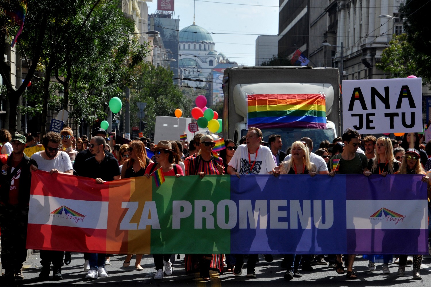 Detalj sa „Parade ponosa“ u Beogradu, 17. septembar 2017. (Foto: Tanjug/Dimitrije Goll)